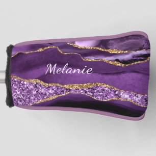 パープル金ゴールドゴルフヘッドカバー付名前をカスタムする ゴルフヘッドカバー