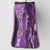 パープル金ゴールドゴルフヘッドカバー付名前をカスタムする ゴルフヘッドカバー (回転90)