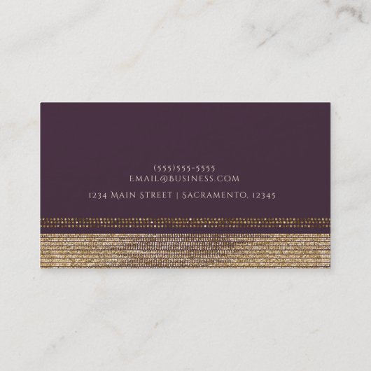 パープル金ゴールドシきらめくックグラムエレガントカスタム 名刺 (裏面)