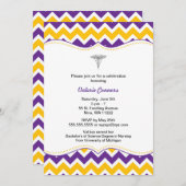 パープル金ゴールドシェブロンナース卒業招待状RN BSN 招待状 (正面/裏面)