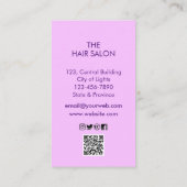 パープル金ゴールドシザー美容師プロフェッショナル 名刺 (裏面)