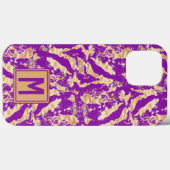 パープル金ゴールドシック大理石エレガント製カスタムモノグラム Case-Mate iPhoneケース (裏面 (横))