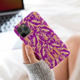 パープル金ゴールドシック大理石エレガント製カスタムモノグラム iPhone 13 PRO MAXケース