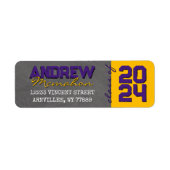 パープル金ゴールドシャルボード卒業差出人住所 ラベル (正面)