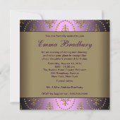 パープル金ゴールドシャンデリアクラシーSweet sixteenボール 招待状 (裏面)