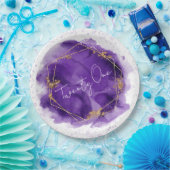 パープル金ゴールドジオメトリックシック21st誕生日パーティー ペーパープレート (パーティー)