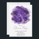 パープル金ゴールドジオメトリックシック21st誕生日パーティー 招待状<br><div class="desc">この紫の水色と楽しむ金ゴールド幾何学円とフェイクグリッターを望む。21エレガント日に。誕生日パーティー！</div>