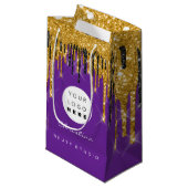 パープル金ゴールドスウィート16ブライダル結婚ズ化粧品 スモールペーパーバッグ (正面アングル)