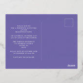 パープル金ゴールドスクリプトカボチャハローウィンパーティ 箔招待状ポストカード (裏面)