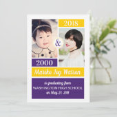 パープル金ゴールドスクールの色と今の卒業 招待状 (スタンド正面)