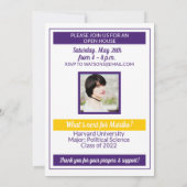 パープル金ゴールドスクールの色と今の卒業 招待状 (裏面)