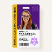 パープル金ゴールドスクール大学の学生ID バッジ (正面)