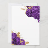 パープル金ゴールドスティレットシャンパンアダルト誕生日 招待状 (裏面)