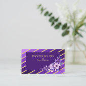 パープル金ゴールドストライプフローライベントプランナー 名刺 (スタンド正面)