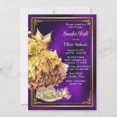 パープル金ゴールドスニーカーボール 招待状 (正面)