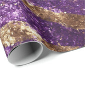 パープル金ゴールドスパークルグリッター誕生日 ラッピングペーパー (ロールコーナー)