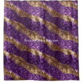 パープル金ゴールドスパークルグリッター シャワーカーテン (正面)