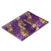 パープル金ゴールドスパークルグリッター ノートブック (左側)