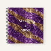パープル金ゴールドスパークルグリッター ノートブック (正面)