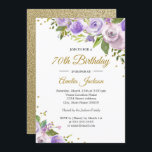 パープル金ゴールドスパークルフローラ70th誕生日招待状 招待状<br><div class="desc">リトルかわいらしベイリー店でフローラ誕生日招待状をもっと！</div>