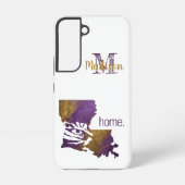 パープル金ゴールドタイガーアイルイジアナ州イニシャル名 SAMSUNG GALAXYケース (裏面)