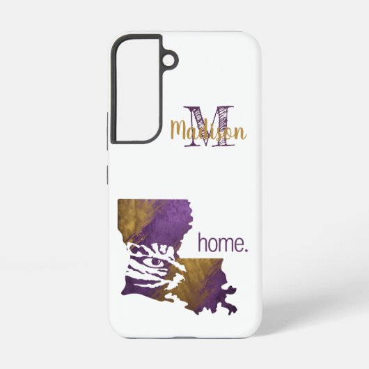 パープル金ゴールドタイガーアイルイジアナ州イニシャル名 SAMSUNG GALAXYケース (裏面)