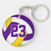 パープル金ゴールドチームカラーカスタムボーイズバレーボール キーホルダー (裏面)