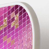 パープル金ゴールドディスコボールレトロ70年代 ピックルボールラケット (左詳細)