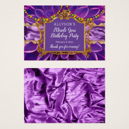 パープル金ゴールドトネエレガントマルディグラスバースデーパーティー (正面&裏面)