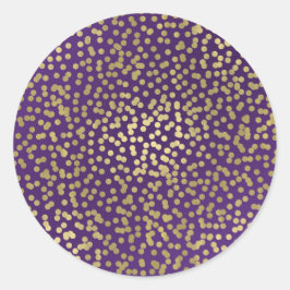 パープル金ゴールドドッエレガントツ紙吹雪シックグラムパーティー ラウンドシール