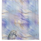 パープル金ゴールドドリームユニコーン シャワーカーテン (正面)