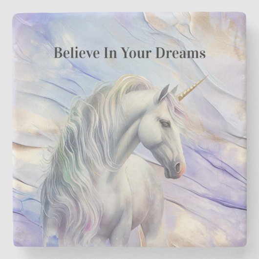 パープル金ゴールドドリームユニコーン ストーンコースター (正面)