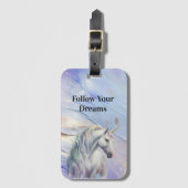 パープル金ゴールドドリームユニコーン ラゲッジタグ (正面縦)