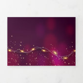 パープル金ゴールドネオン照明カスタムクリスマス年 三つ折り招待状 (カバー)