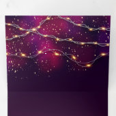 パープル金ゴールドネオン照明カスタムクリスマス年 三つ折り招待状 (内部最初)