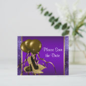 パープル金ゴールドハイヒールシューズ日付を保存 案内ポストカード (スタンド正面)