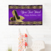 パープル金ゴールドハイヒールバースデーパーティー 横断幕 (インサイチュ)