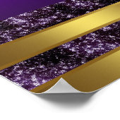 パープル金ゴールドハイヒール誕生日パーティバナー ポスター (角)