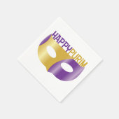 パープル金ゴールドハッピープリムとマスク スタンダードカクテルナプキン (角)