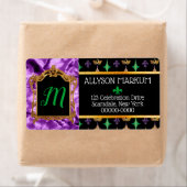 パープル金ゴールドハーレクインマルディグラ差出人住所 ラベル (インサイチュ)