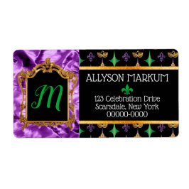 パープル金ゴールドハーレクインマルディグラ差出人住所 ラベル