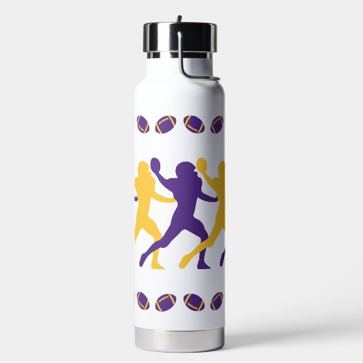 パープル金ゴールドバイキングサッカープレーヤーシルエット ウォーターボトル (左面)