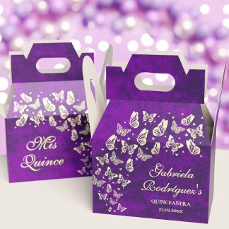 パープル金ゴールドバタフライクインセアニラ15誕生日 フェイバーボックス