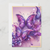 パープル金ゴールドバタフライクインセアニラ 招待状 (裏面)