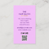 パープル金ゴールドバタフライシザー美容師サロン 名刺 (裏面)