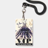 パープル金ゴールドバタフライダンスドレス甘い16 VIP バッジ (Front with Lanyard)