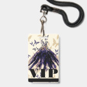 パープル金ゴールドバタフライダンスドレス甘い16 VIP バッジ (Back with Lanyard)