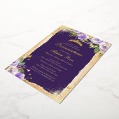 パープル金ゴールドバタフライバラフローラキンセアニェラ 箔招待状 (回転した状態)