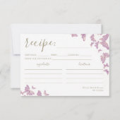 パープル金ゴールドバタフライブライダルシャワーレシピカード (正面)
