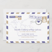 パープル金ゴールドバハマ航空便ウェディング日付を保存 セーブザデート (正面)